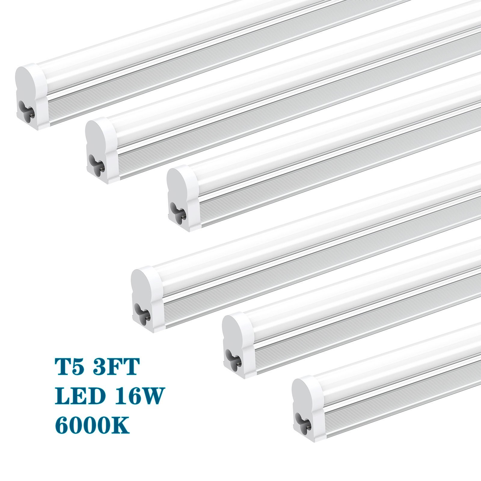 6PACK 3FT T5 LED Utility Light Fixtures 3 Foot LED Linkable Shop Lights 6500K gallery