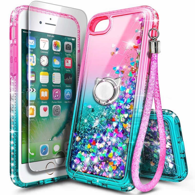 For iPhone SE / 5s / 5 Case Liquid Glitter Bling Phone Cover w/ Tempered Glass gallery