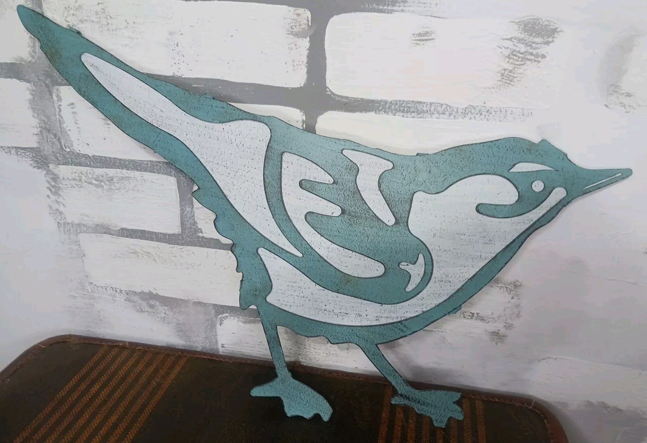 Large Bird Turquoise Metal MDF Plaque Decor Rustic Indoor Cottage Farm No Hanger gallery