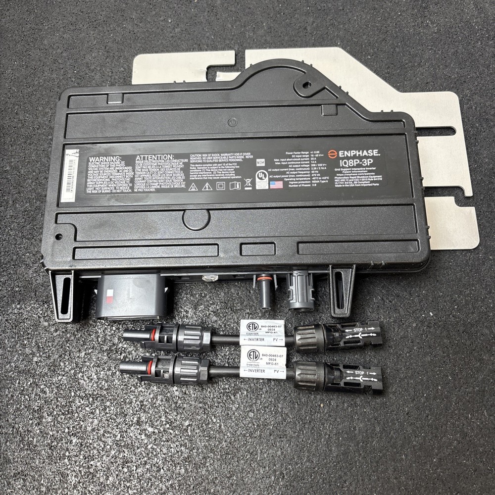 Enphase EN-IQ8P-3P-72-E-DOM-US Microinverter, 480 VA Peak Power, EN4 Bulkhead