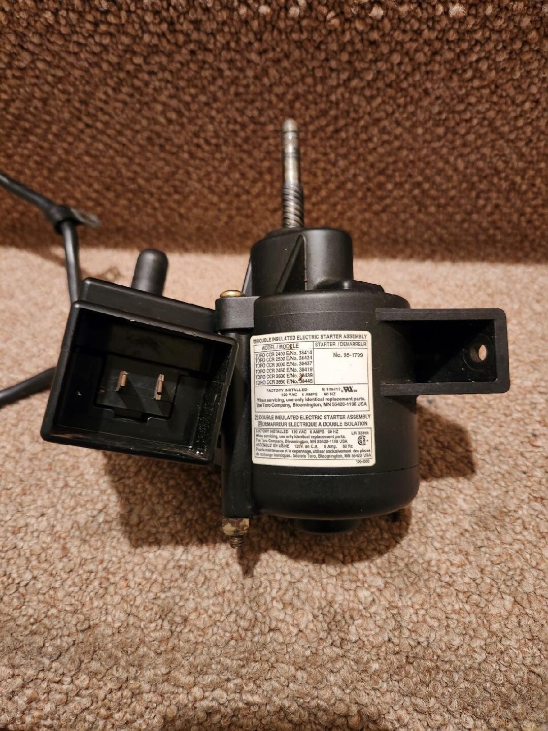 TORO R-TEK ELECTRIC STARTER MOTOR / 801247 / 95-1799 / CCR2450 / CCR3650 gallery