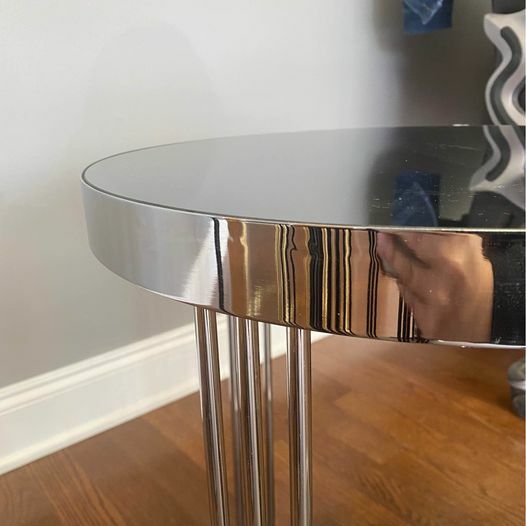 Silver Metal Nesting Tables Stackable End Tables Side Tables (Defected) gallery