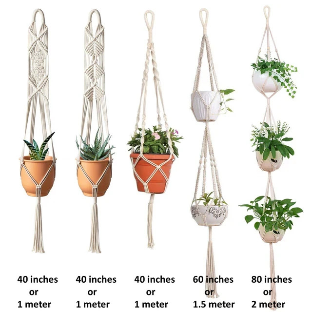 (Set of 5)Macrame Plant Hanger Handmade Cotton Rope Hanging Planter for Outdoor gallery