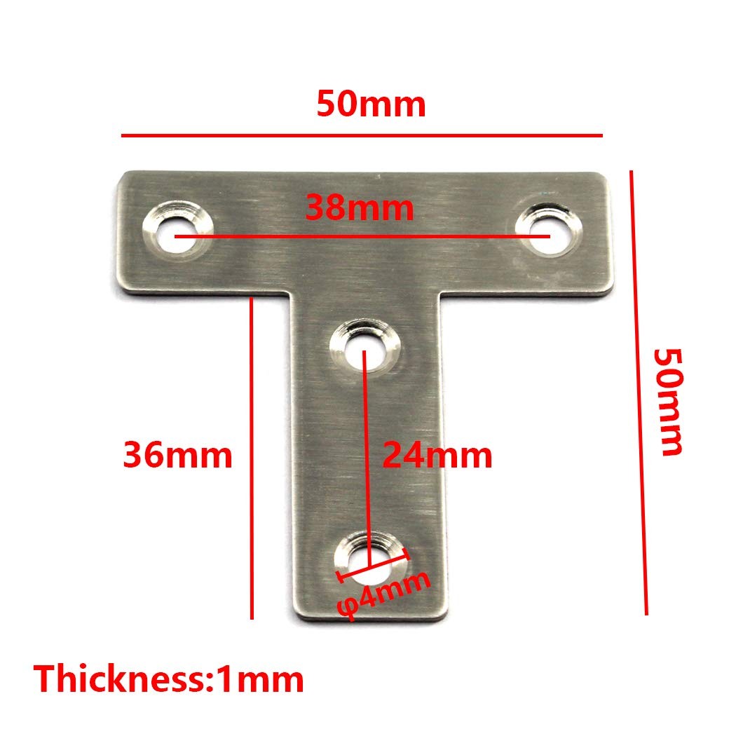 T Shape Brace Brackets 30 PCS 50x50mm Stainless Steel Angle Connectors gallery