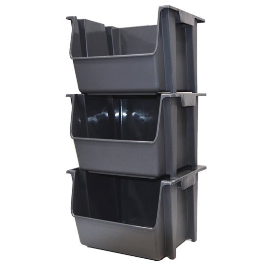 Mighty Tuff Large Nesting Stack Storage Bin, All, Plastic, Gray gallery