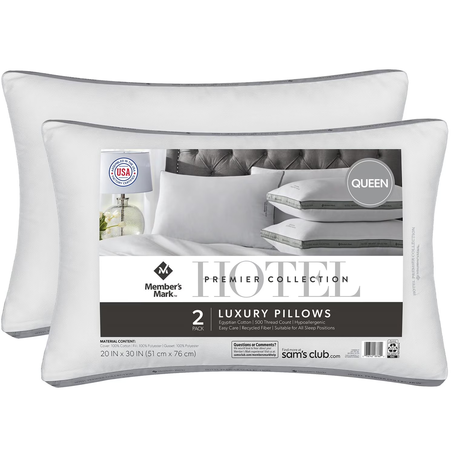 Member's Mark Hotel Premier Collection Queen Pillows (2 Pack) gallery