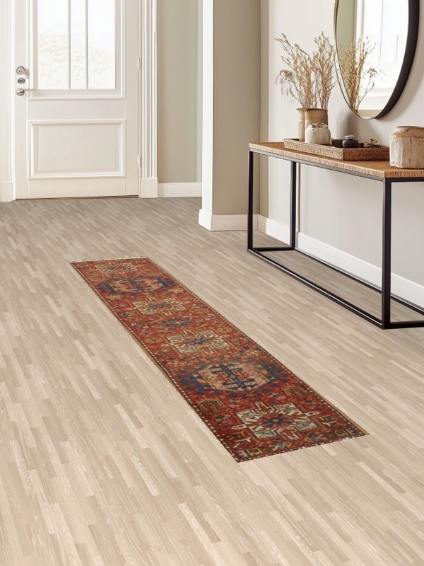 Authentic 8 ft Runner Rug 2x8 Wool Handmade Geometric Hallway Semi-Antique Rug gallery