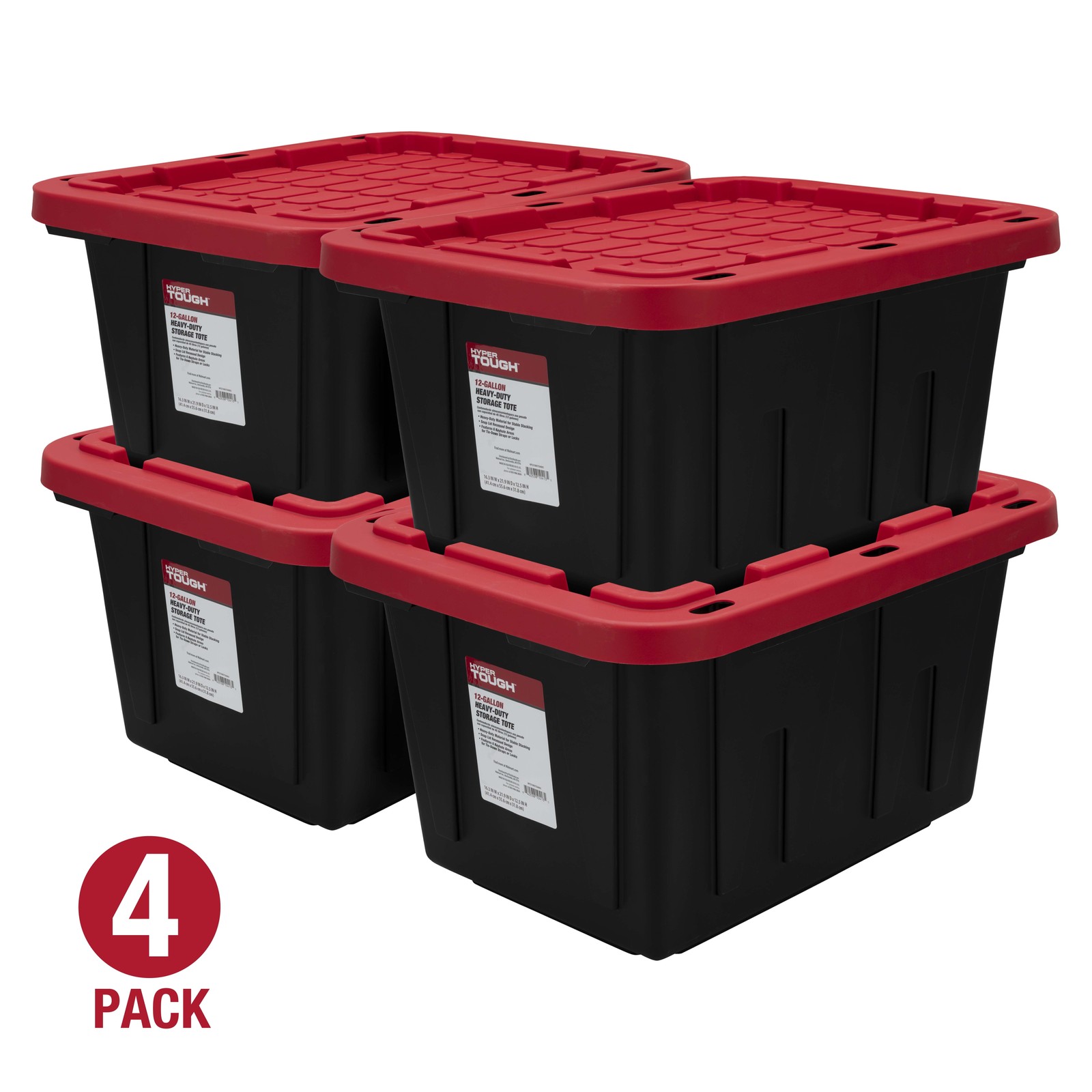 27-Gallon Plastic Storage Bin with Snap Lid, Black and Red gallery