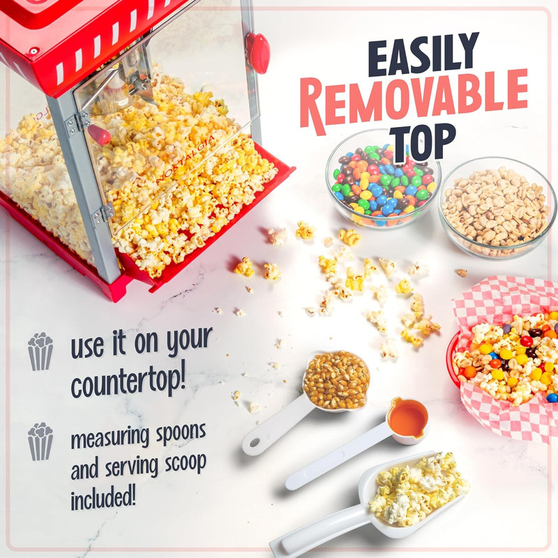 Popcorn Maker Machine - Professional Cart with 2.5 Oz Kettle Makes up to 10 Cups gallery