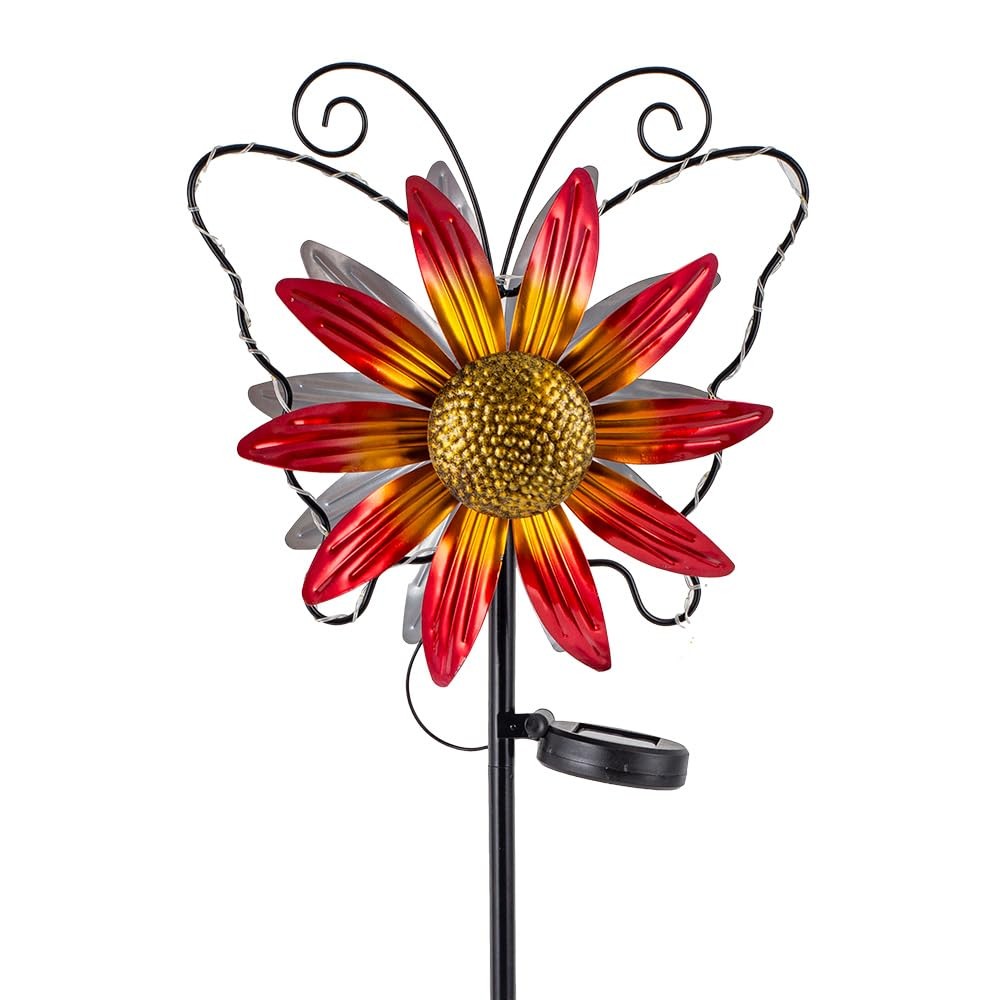 Solar Wind Spinners Outdoor,Butterfly Garden Windmill Metal Flower Wind Sculp... gallery