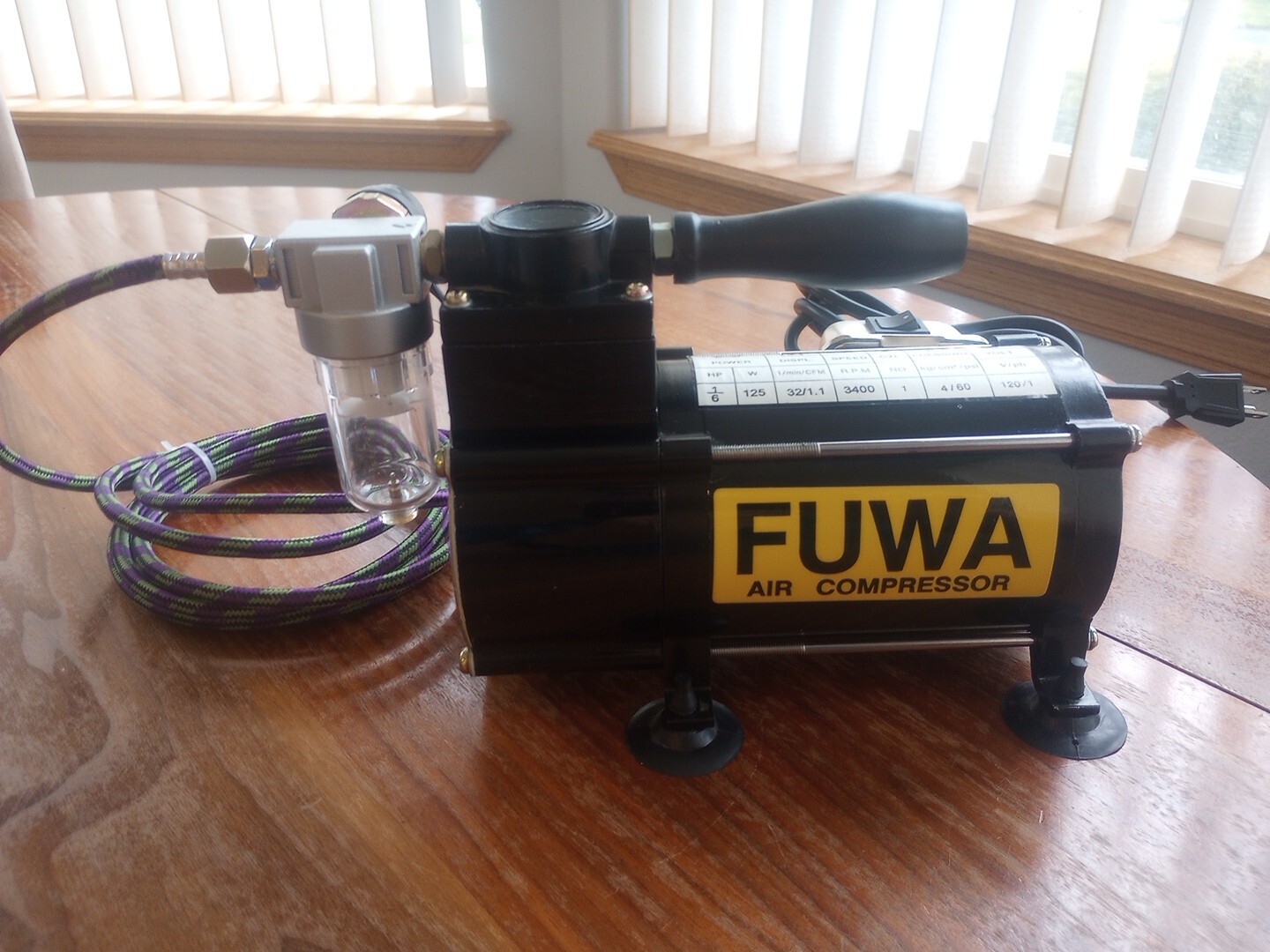 Fuwa 1/6 HP Mini Air Compressor Machine System Pre-Owned Tested Works Well 60PSI gallery