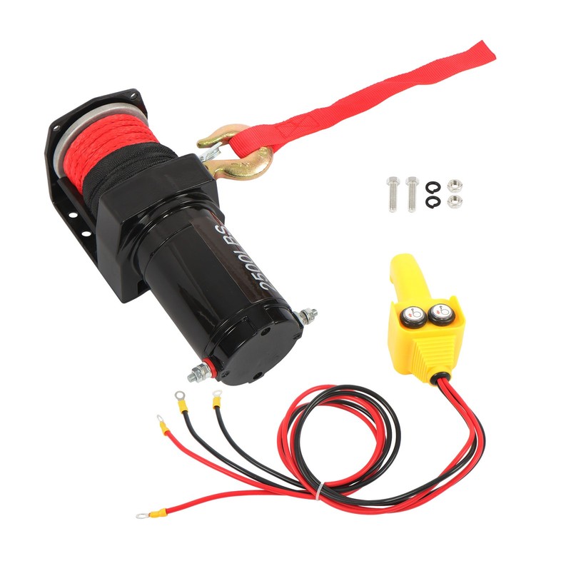 2500lbs 12VDC/1HP Electric Winch Synthetic Rope 4mm*15.2m 153:1 Ratio gallery