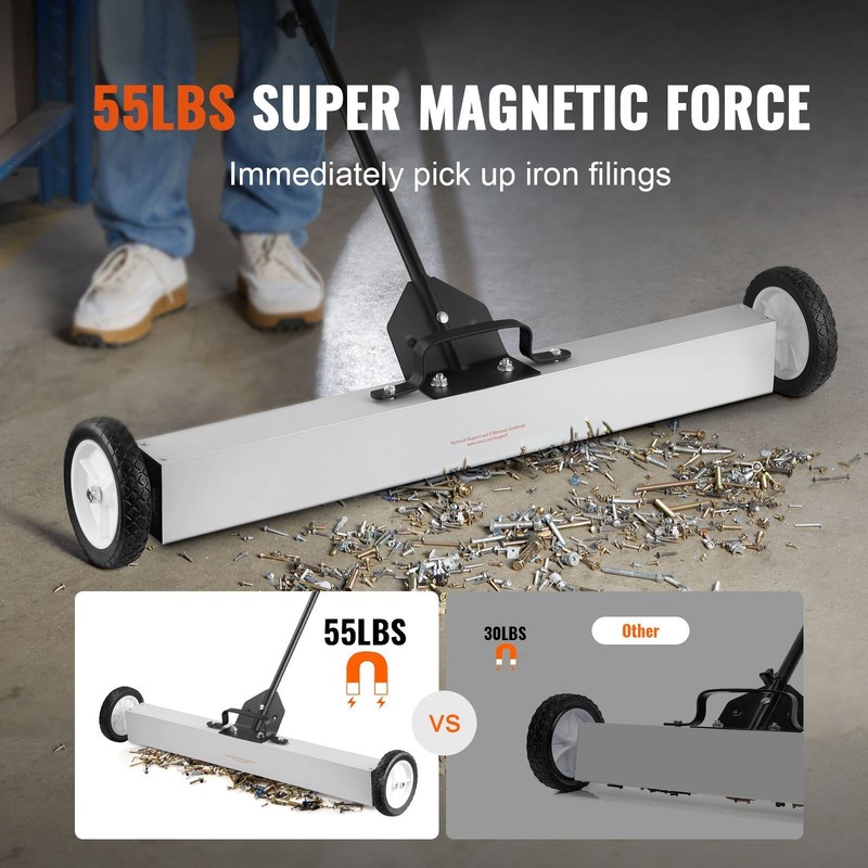 55Lbs Rolling Magnetic Sweeper with Wheels,Push-Type Magnetic Pick Up Sweeper, 3 gallery