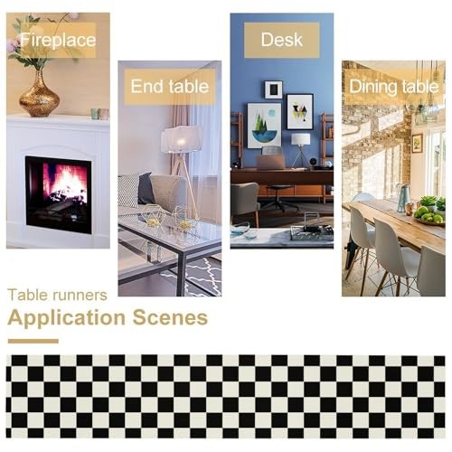 Black White Plaid Table Runner Racing Car 13in(33cm) x 60in(152cm) Plaid-88 gallery