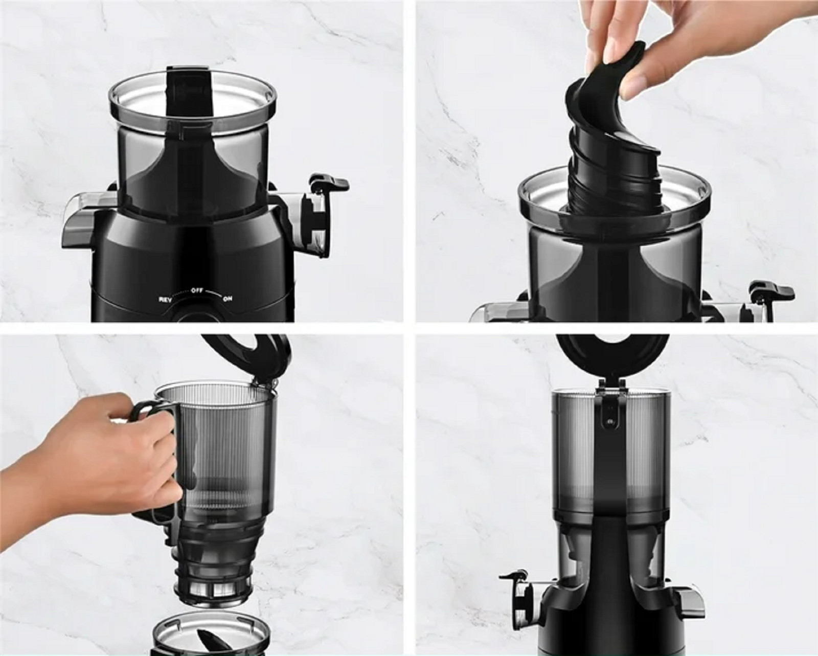 Fretta M1 Slow Masticating Juicer Machines with 4.25" Feed Chute, Cold Press gallery