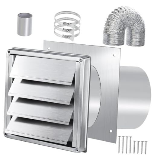 Dryer Vent Kit Through Wall with 4 Inch Stainless Steel Dryer Vent Cover gallery