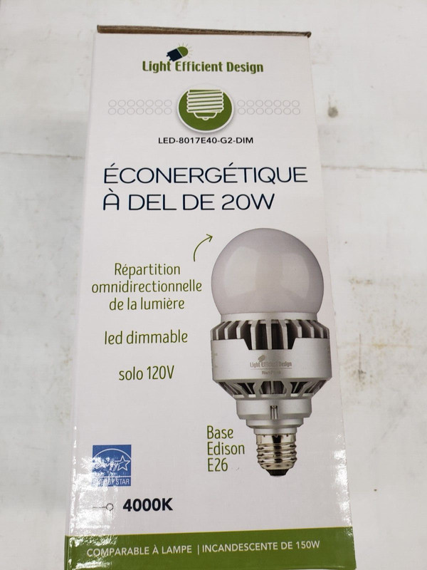 Light Efficient Design LED-8017E40-G2-DIM 20w LED Retrofit Bulb 4000K E26 Base gallery