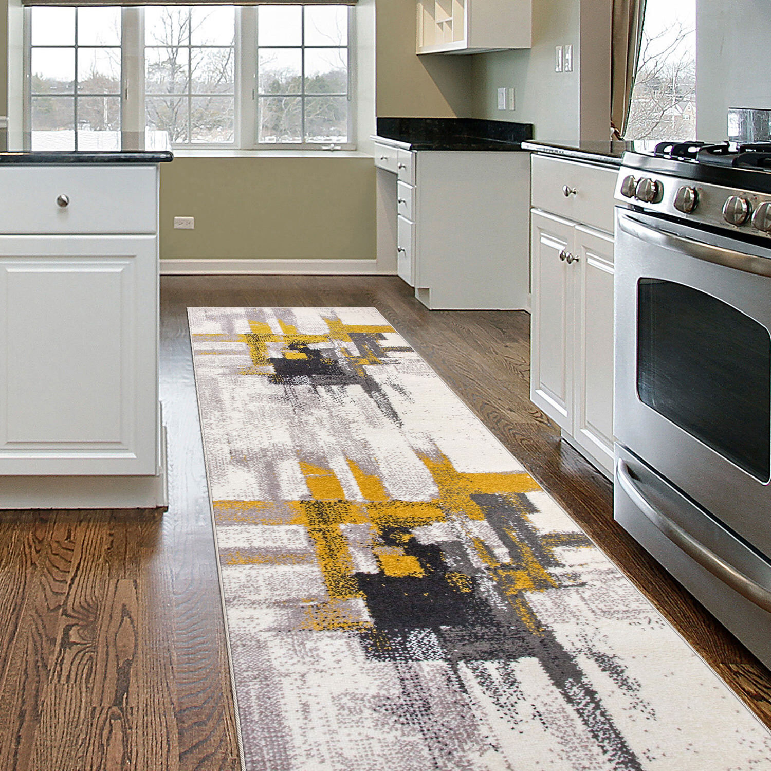 Rugshop Kitchen Rugs Contemporary Modern Abstract Carpet Floor Runner Rugs 2x10 gallery