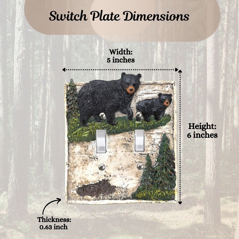 Bear Pine Tree Double Light Toggle Switch Cover Wall Plate Cabin Lodge Decor gallery