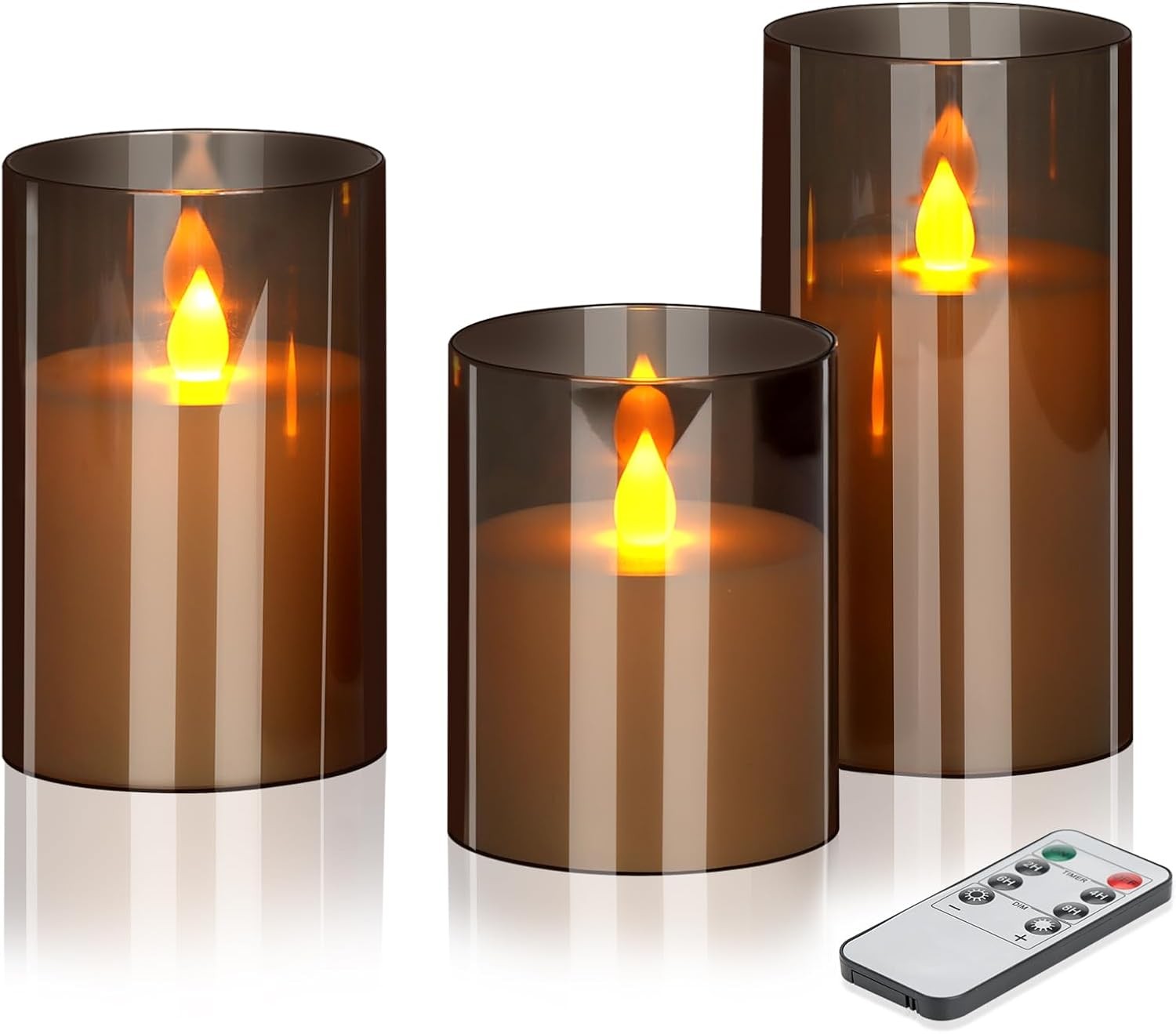 Flameless LED Candles with Remote Set of 3 Warm Light 3 Pack, Gray gallery