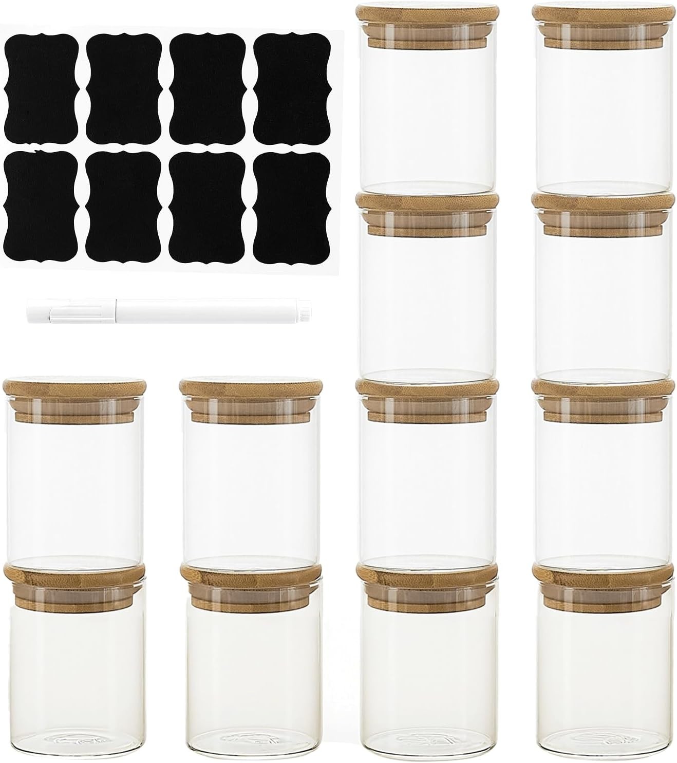 12 Packs Round Spice Jars with Label, 8oz Stackable Airtight Food Storage gallery