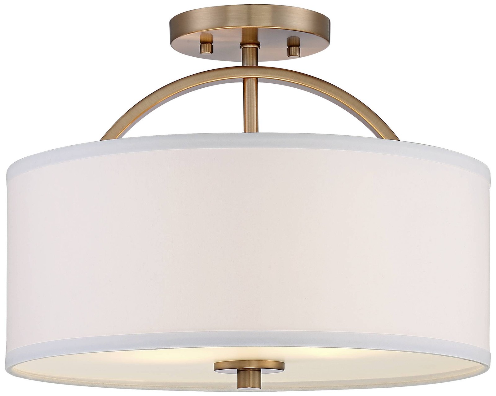 Halsted Modern Ceiling Light Semi Flush Mount Fixture 15" Warm Brass White Shade gallery