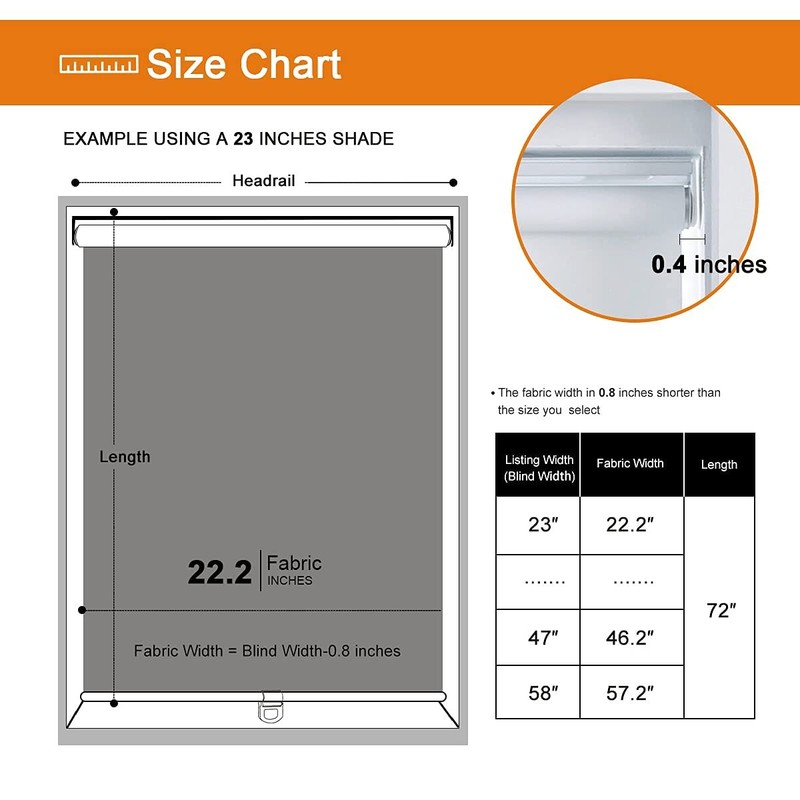 Persilux Cordless Window Shades Roller Blinds 35 W x 72 H, White 100 Blackout... gallery