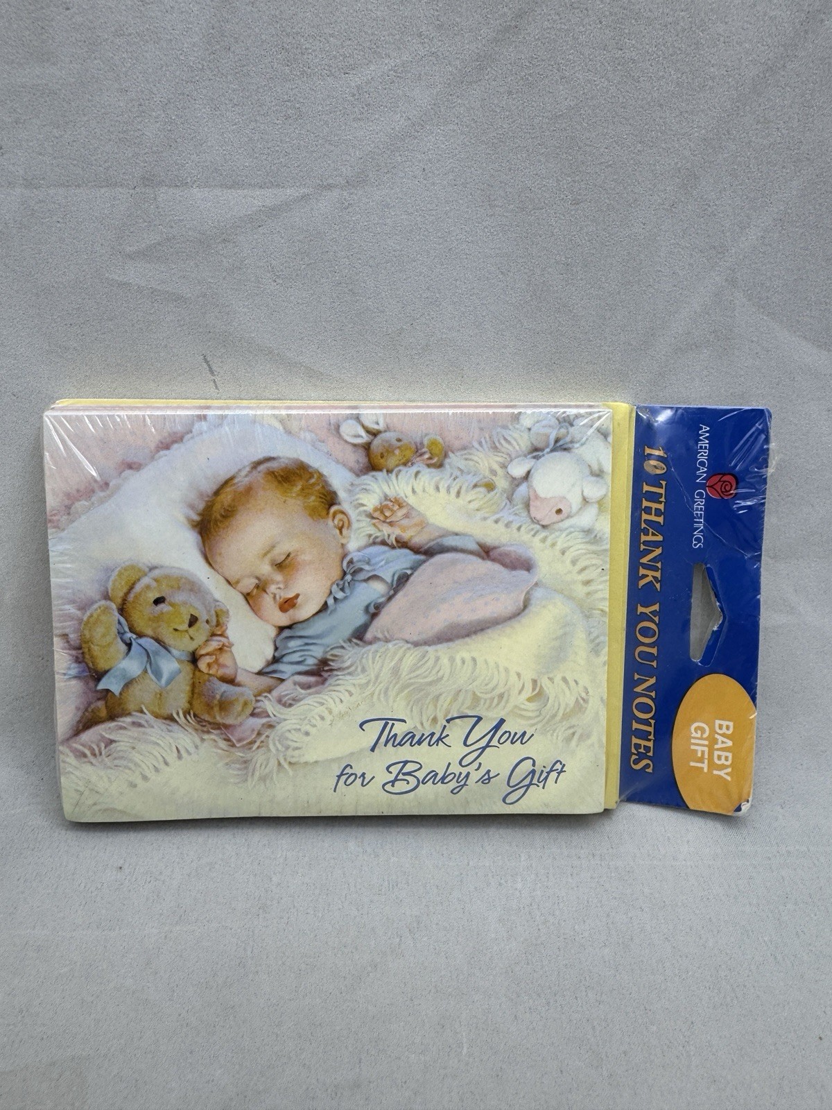 American Greetings Sleeping Baby Boy Teddy Bear Thank You Cards Vintage gallery