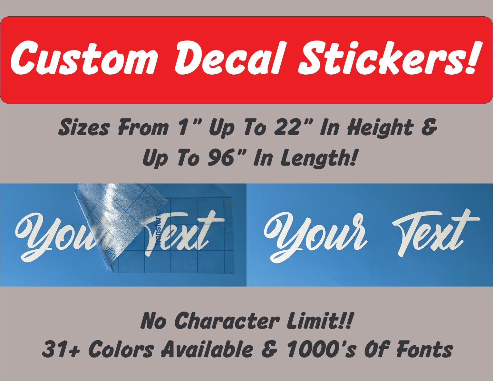 Custom Text Sticker Decals Vinyl Lettering - ANY TEXT - ANY FONT - VINYL DECALS gallery