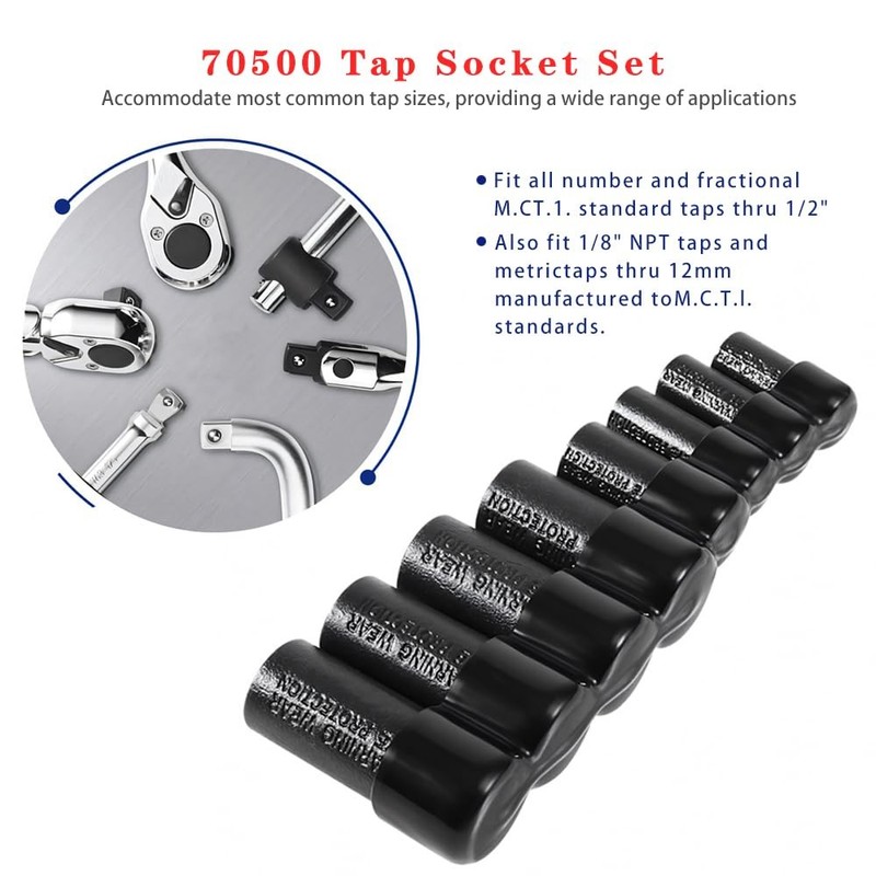 Tap Socket Set 70500 8 Piece Tap Sockets for 1/4 & 3/8 Drive Fits MCTI Standard gallery