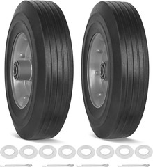 10″ X 2.5″ Flat Free Solid Rubber Tires 10 Inch Hand Truck Solid Wheels Replacem