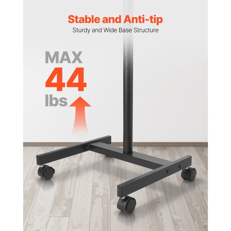 Mobile TV Stand W/ Wheels Adjustable Height 17-55 Inch Displays VESA Compatible gallery