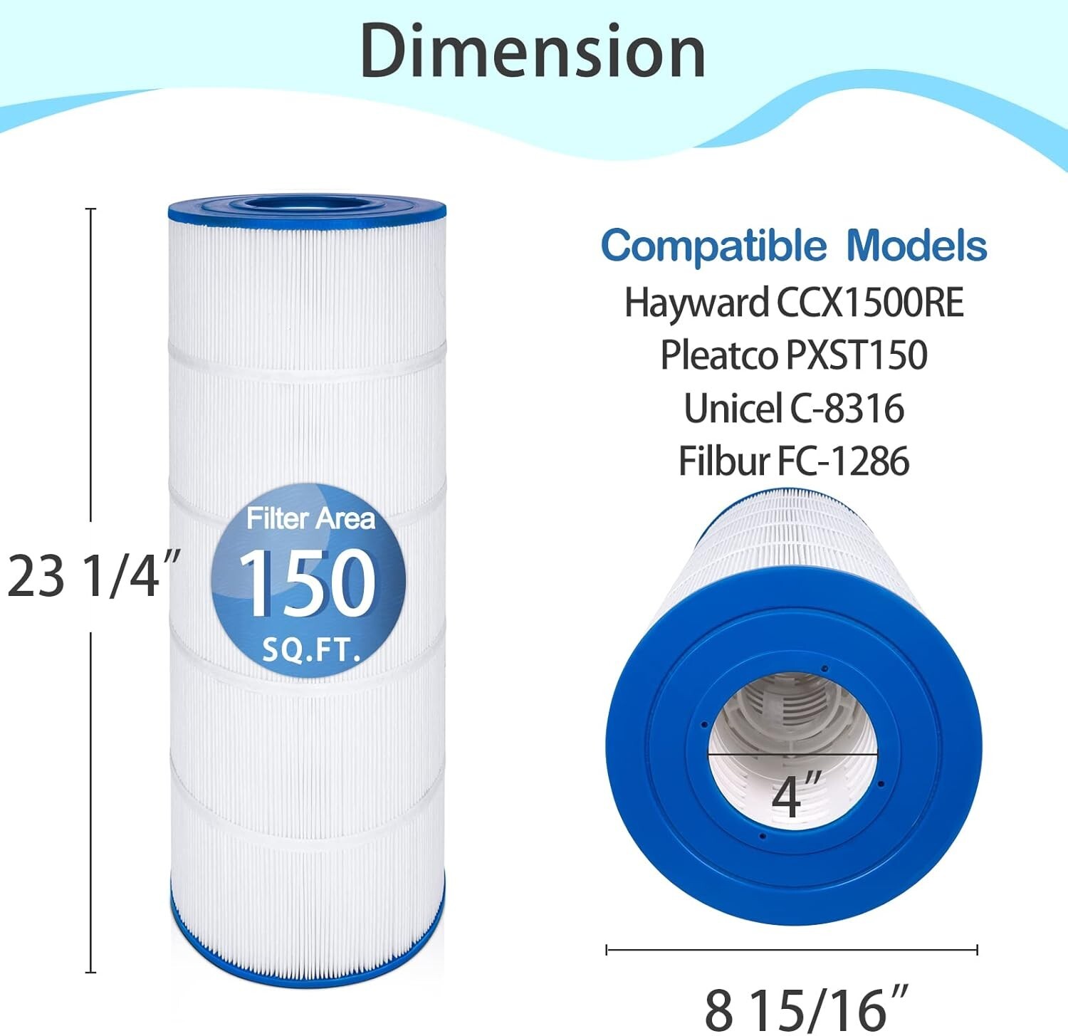 PXST150 Pool Filter Replace For Hayward CC1500 CCX1500RE, Unicel C-8316, FC-1286 gallery