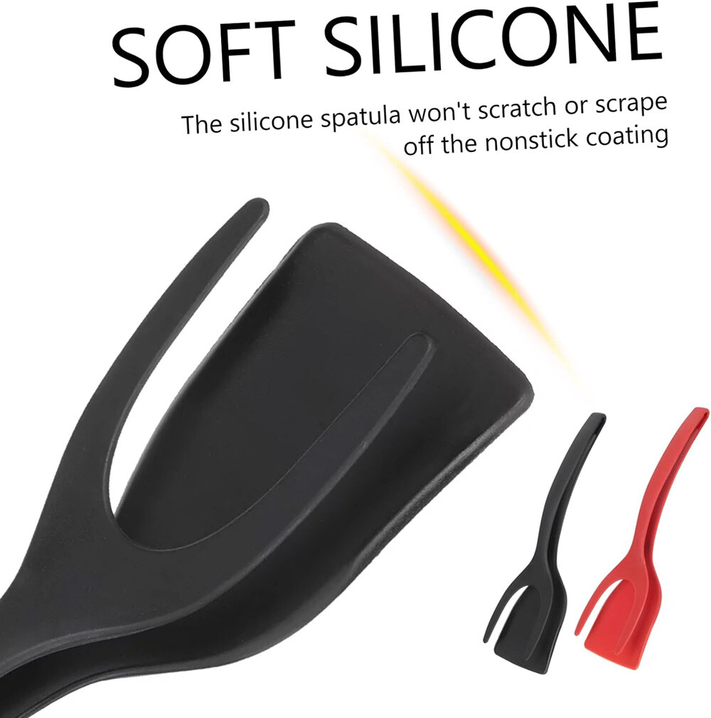 2x 2 in 1 Flip Utensils Non Stick Silicone Omelette Kitchen Spatula Cooking Tool gallery