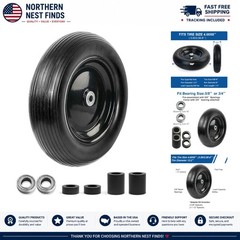 Solid Polyurethane 13 Inch Wheelbarrow Tire 4.00-6 – Flat Free for Tough Terrain