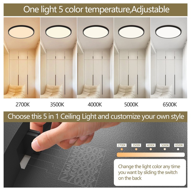 4 Pack 16" LED Flush Mount Ceiling Light 32W 3520lm 5CCT Dimmable Thin Fixture gallery