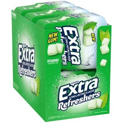 Wrigley’s Extra Refreshers Spearmint Chewing Gum Bottle 6 Count – 40 Pcs! NEW!