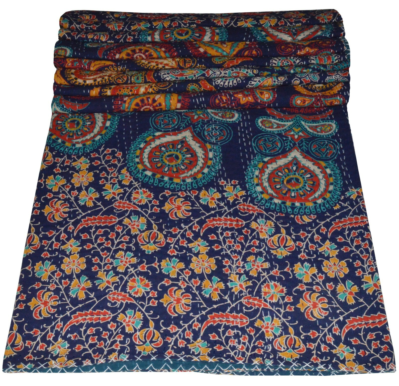 Peacock Mandala Bedspread Indian Kantha Quilts Single Bedding Bedcover Blanket gallery