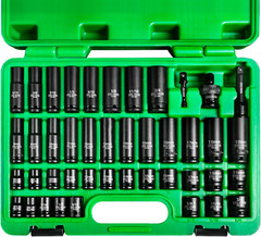 3/8″ Drive Deep Impact Socket Set, 43-Piece Standard SAE (5/16-3/4 Inch) and Met