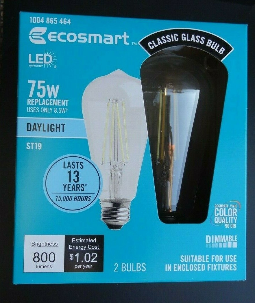 EcoSmart 75W ST19 Antique Dimmable 800 Lumens 8.5 W Vintage LED Light Daylight gallery