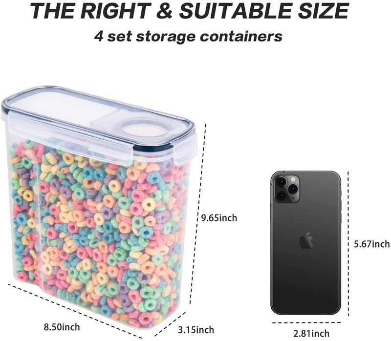 Cereal Container Set - 4 Pcs Airtight Large Dry Food Storage Containers(135.2oz) gallery