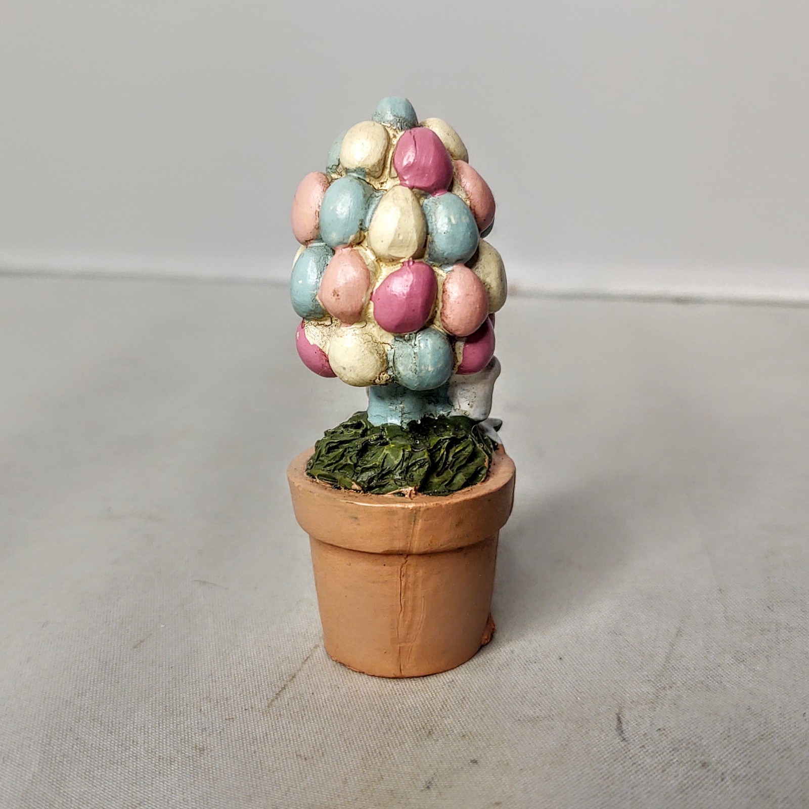 3" Egg Plant Bush Tree Pot Easter Figure Figurine Miniature Spring Decor Village gallery