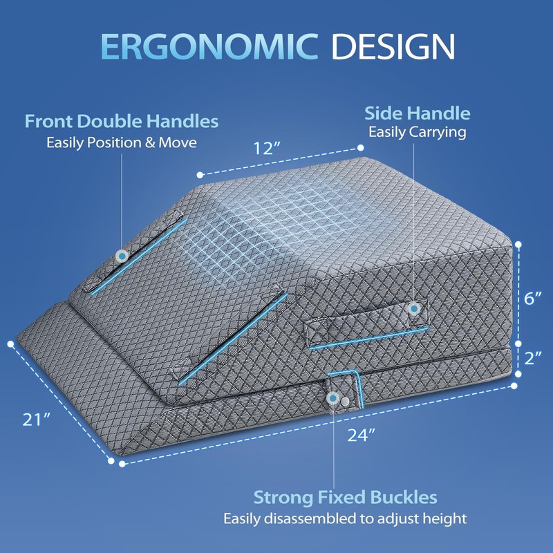 2 Height Adjustable Wedge Leg Pillow for Elevation, Memory Foam Leg Elevation... gallery