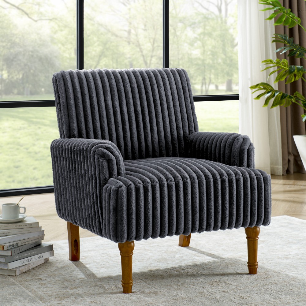 Modern Accent Chair Solid Wood Legs Upholstered Reading Armchair for Living Room gallery