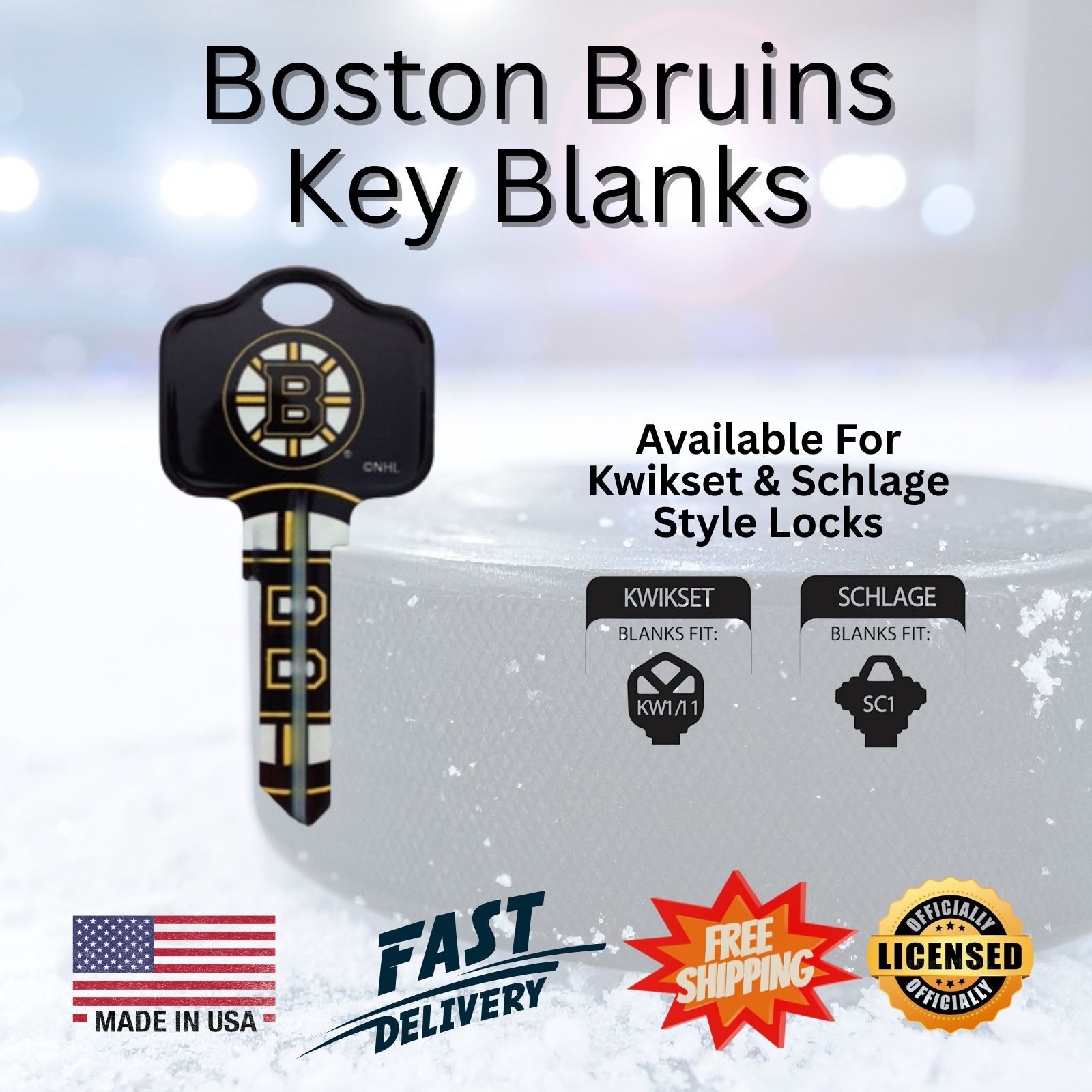 NHL Team House Key Blank – Choose Team & Keyway (SC1 Schlage or KW1 Kwikset) gallery
