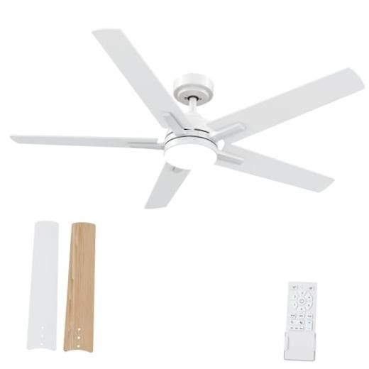 Ceiling Fans with Lights and Remote, Low Profile 5 Blades Ceiling 52 Inch White gallery