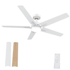Ceiling Fans with Lights and Remote, Low Profile 5 Blades Ceiling 52 Inch White