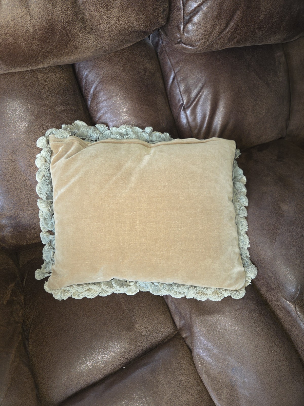 VTG Throw Pillow Tapestry Wool Needlepoint Fruit Tassle Fringe Velvet Back READ gallery