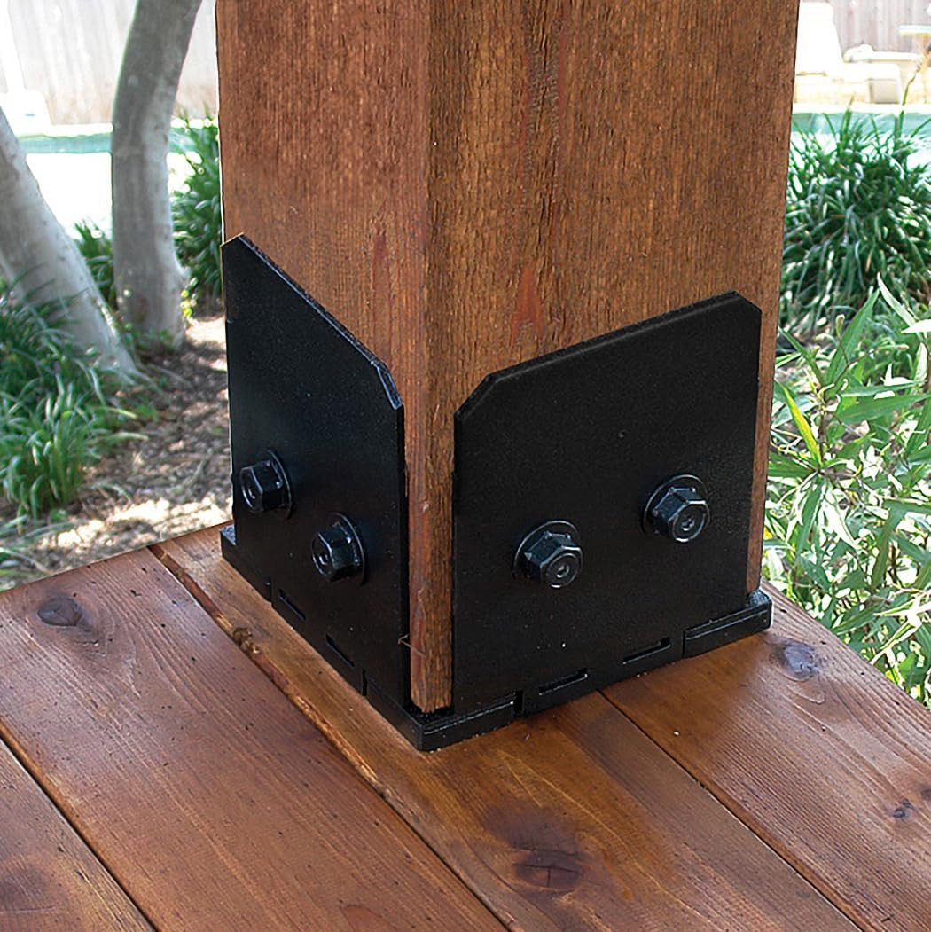 Ozco Ironwood 8X8 Post Base Kit, Includes 1 Post Base Plate, 4 Decorative Plates gallery