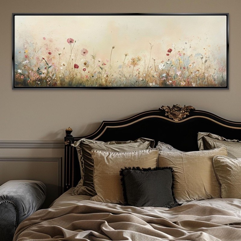 Panoramic Canvas Print Rustic Wildflowers Extra Large Wall Art gallery